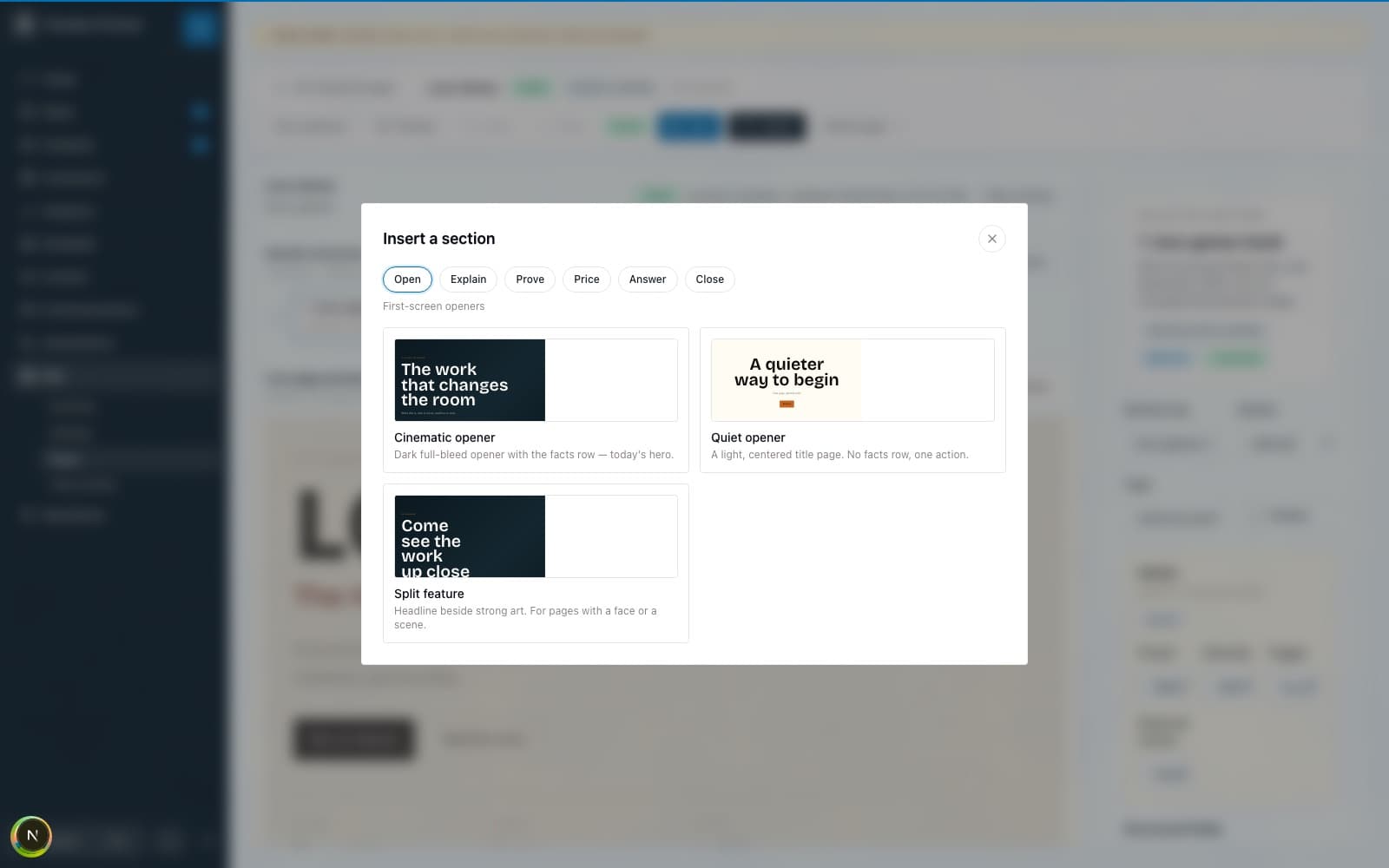 Anpa's section gallery with preset thumbnails