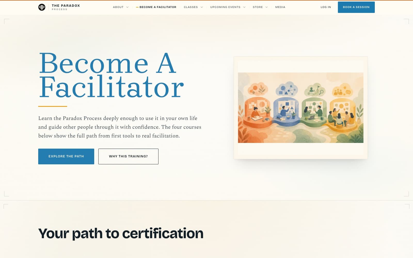 The facilitator certification page on the live site