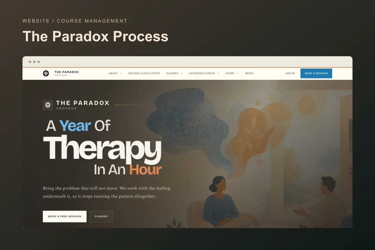 The redesigned Paradox Process website with editorial typography and a warm palette.