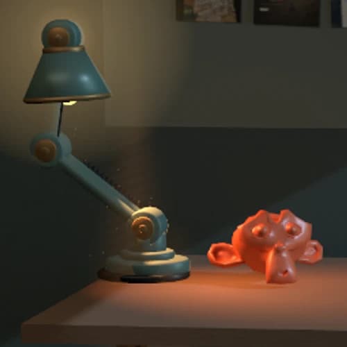 Original lamp and sculpture, with smooth shading and regular outlines